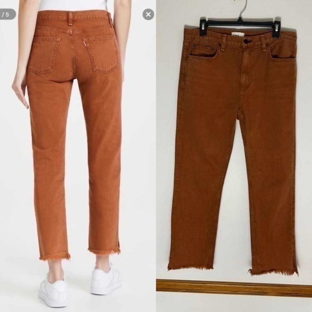 ASKK NY mid rise straight cropped rust orange cropped jeans size 30